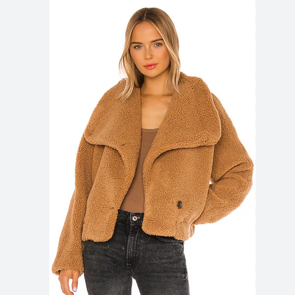 Free People Izzy Teddy Wrap Jacket Sand Size XS